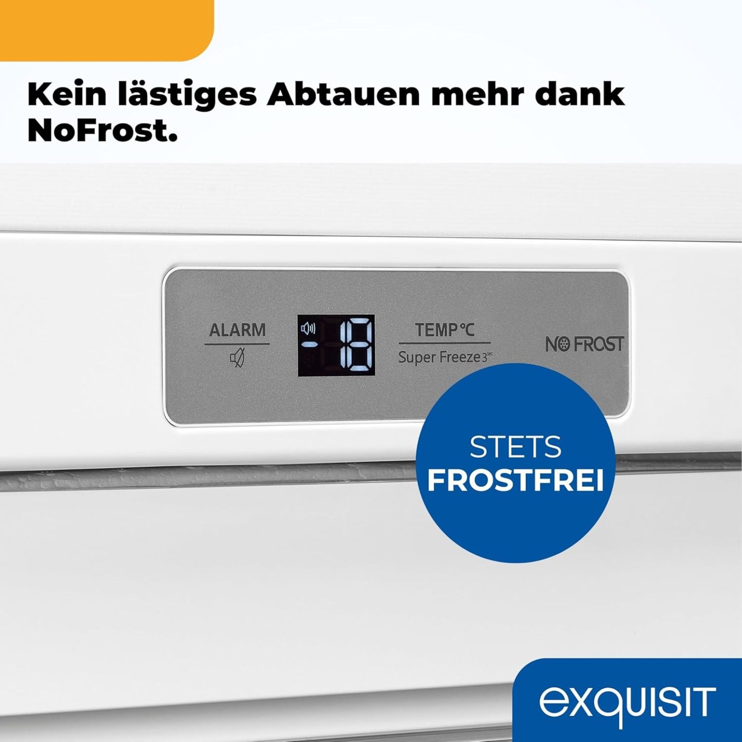 Exquisit Gefrierschrank NoFrost, Tiefkühlschrank groß, 161 Liter, Schnellgefrieren, Alarm-Funktion, GS5231-NF-H-040C weiss