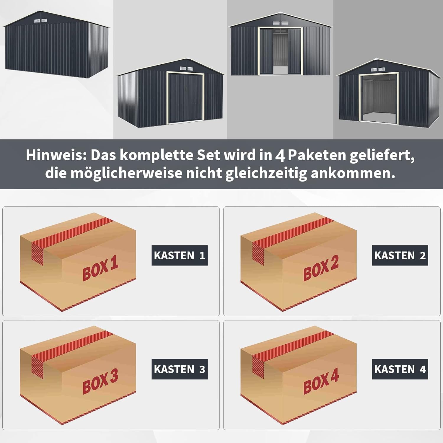 FANTASK 340x255x210 cm Gerätehaus Metall Outdoor, Geräteschuppen abschließbar, Garten Schuppen mit 4 Luftschlitzen & Schiebetür