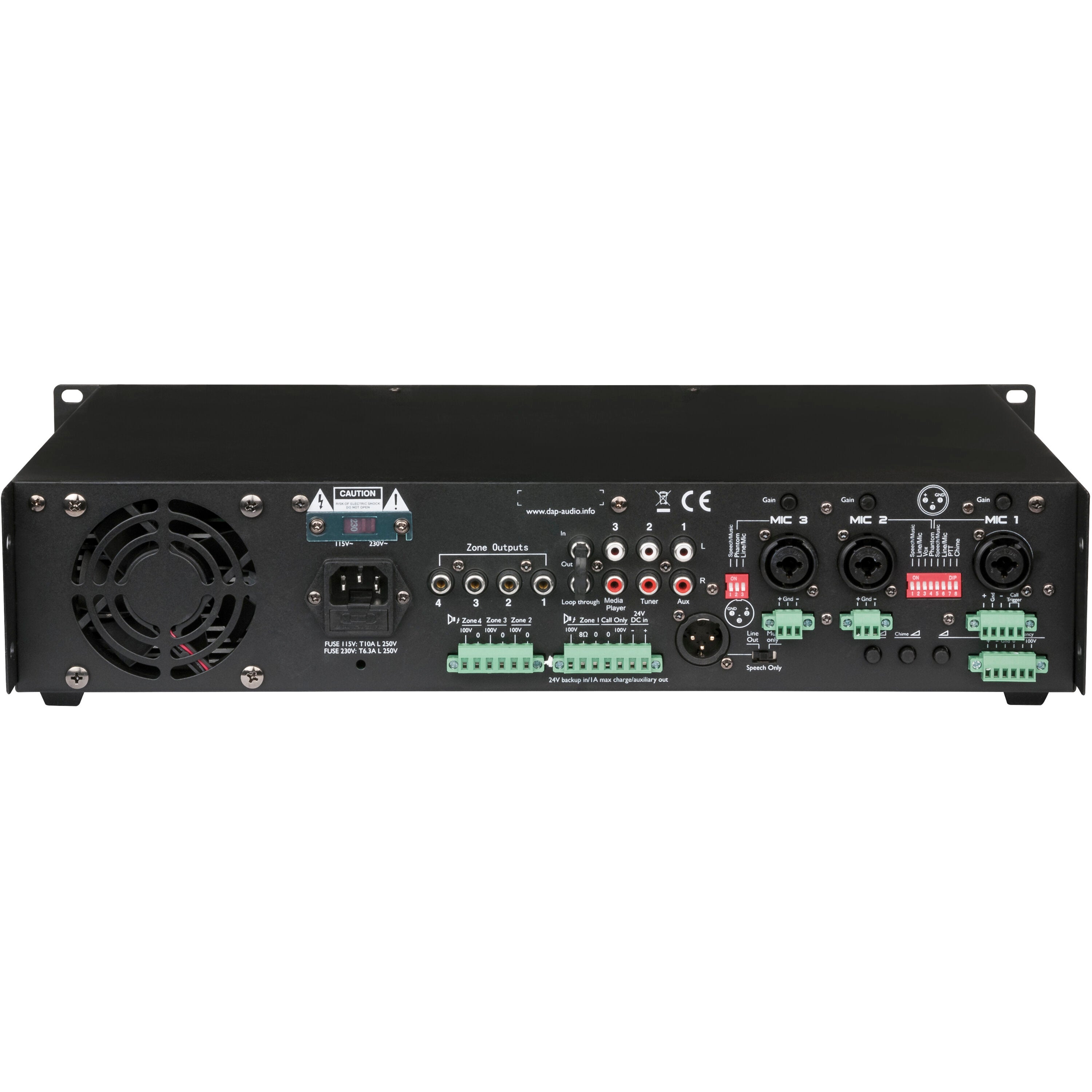 DAP ZA-7250 100 volt 4-zone versterker, 250 watt