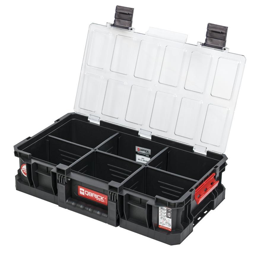PROREGAL QBRICK Assortimentsdoos Twee HxBxD 31 x 47 x 13 cm 38 liter Met deksel Handvat met klemsluitingen Zwart