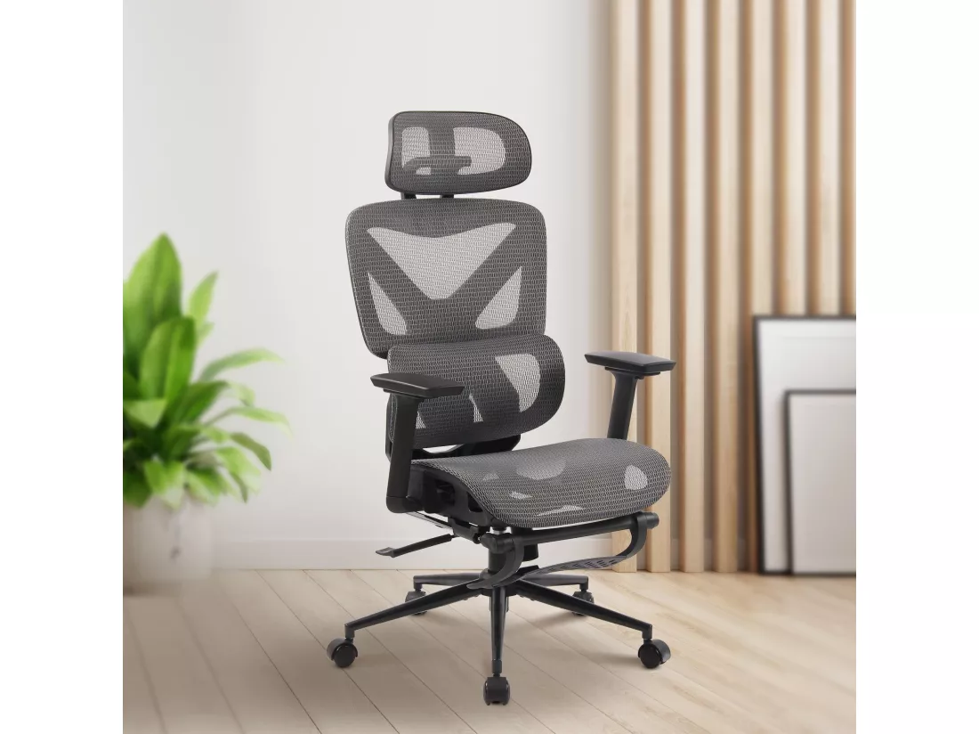 Chaise de bureau - Tissu en maille - Noir / Gris - Reston