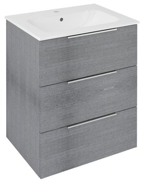 Sapho Cirasa wastafel onderkast 59x46x75cm met 3 lades grijs eiken