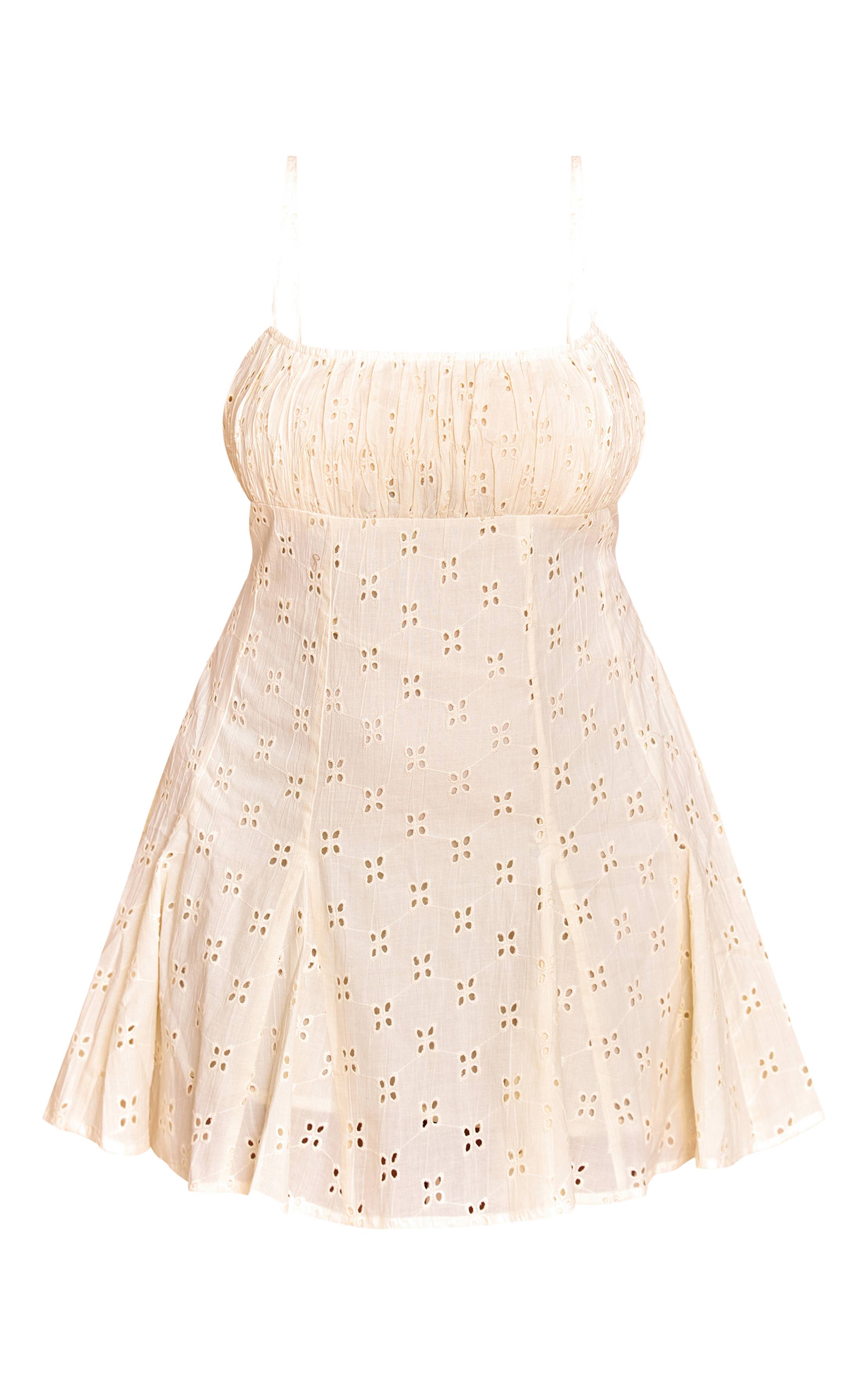 Citron Robe Droite Plissée À Bretelles En Broderie Anglaise Grande Taille