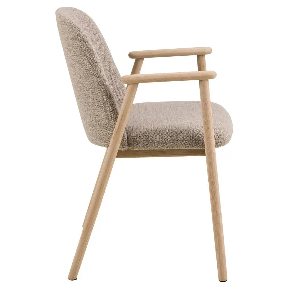 Eetkamerstoel Beige Stof - 55,5x57x80,5cm - Leonie - Set van 2