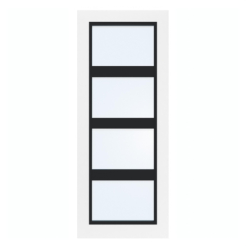 Arne & Bodil binnendeur ABB102 blank glas - wit afgelakt - glaslat diep zwart
