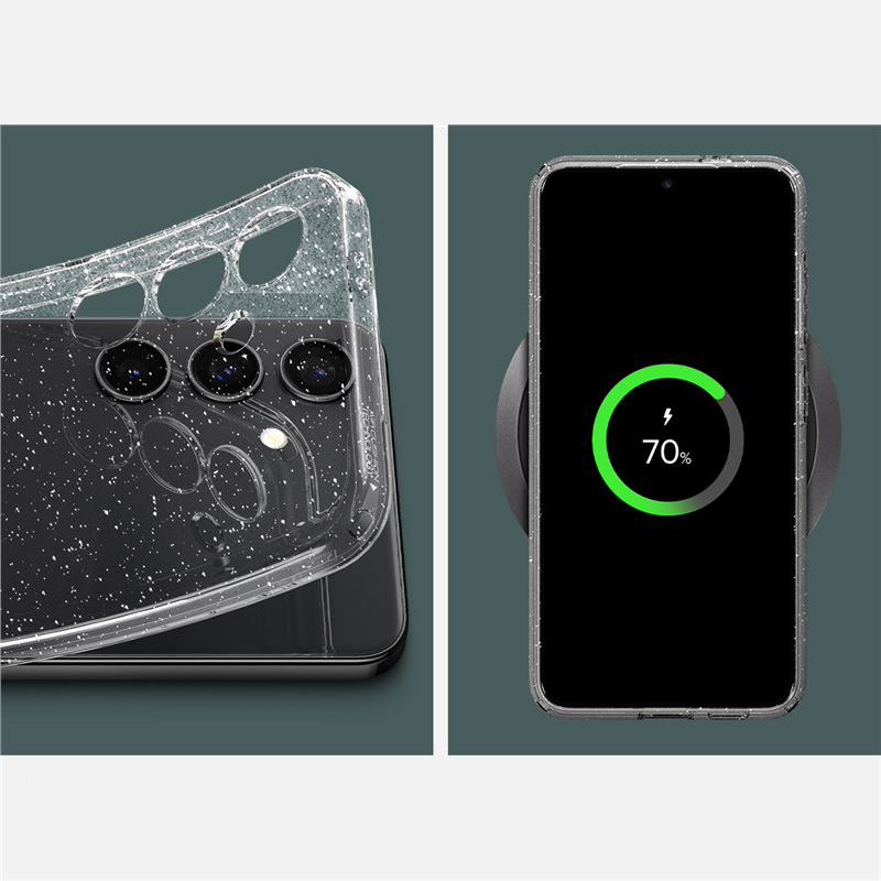 Samsung Galaxy S24 Liquid Crystal Glitter Case Gummi Hülle (ACS07345) - Crystal Quartz (Transparent)