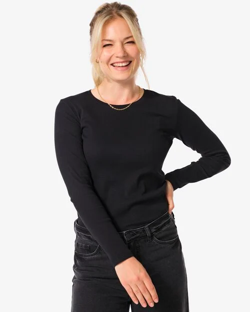 top femme Clara côtelé noir