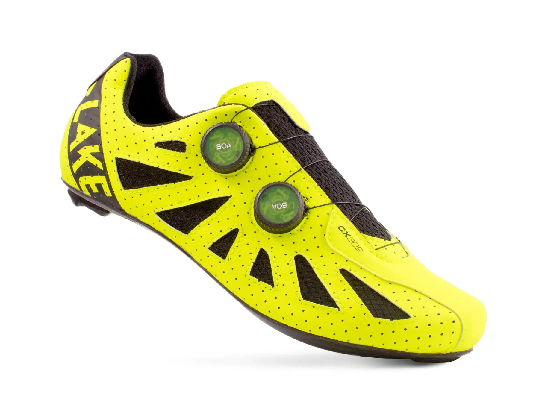 Lake CX302 Wide Wielrenschoenen HiViz Geel/Zwart Heren