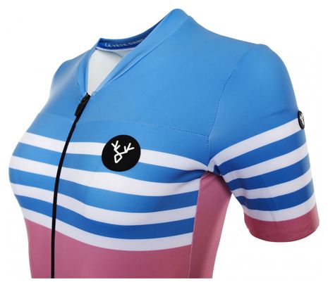 Maillot Manches Courtes Femme LeBram Tourmalet Ciel Coupe Ajustée