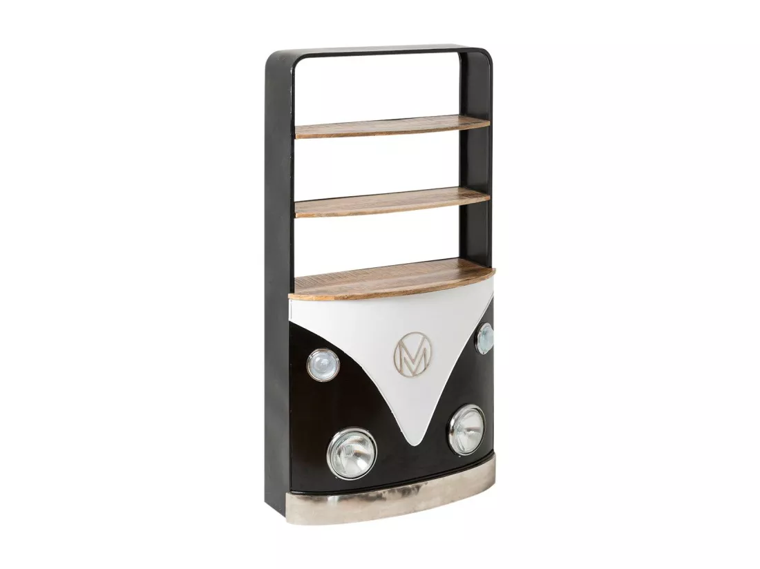Meuble bar noir avec plateaux en bois de manguier Combi