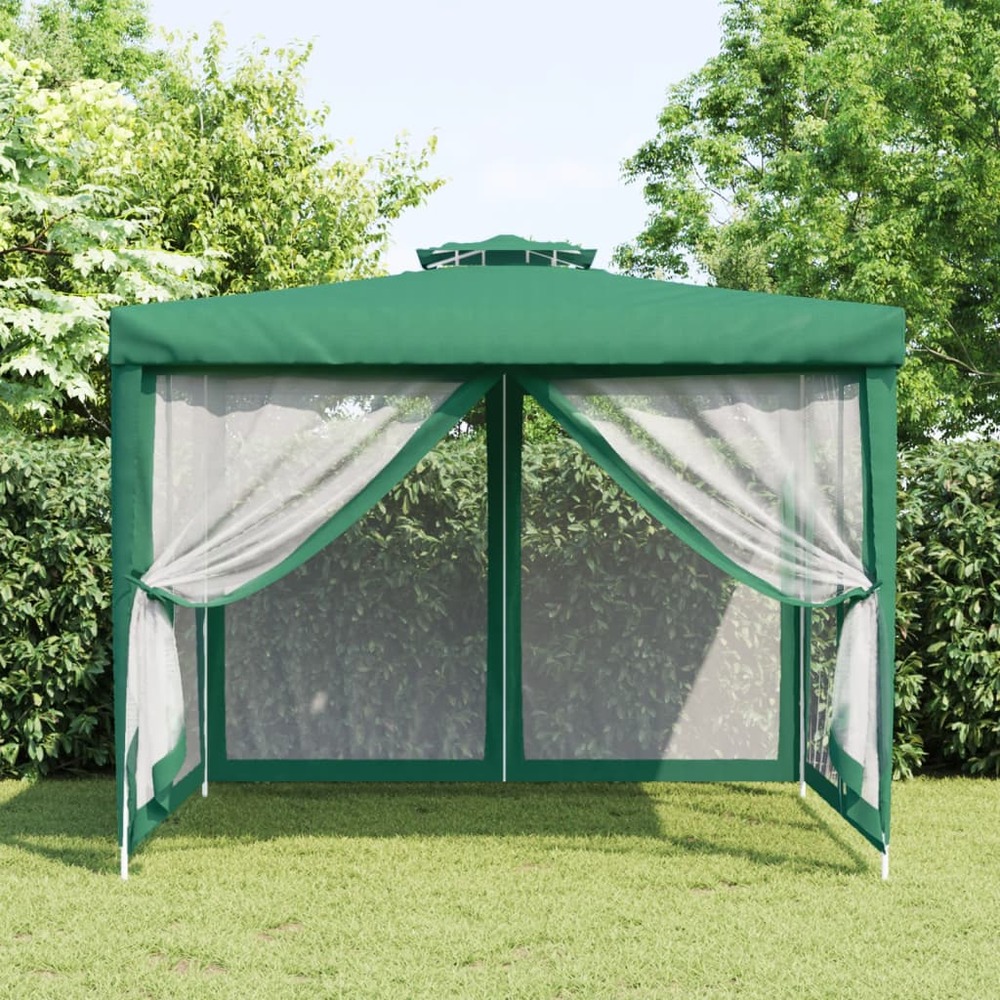 Belvédère à double toit vert 3x3x2,68 m tissu