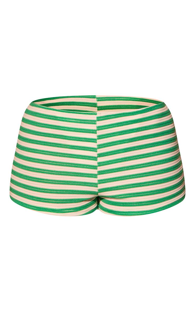 Vert Short De Plage En Tissu Éponge À Rayures