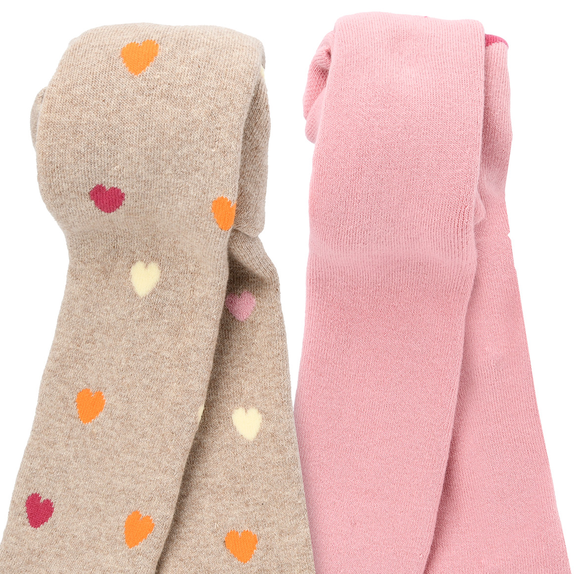 Topomini 2 Baby Frottee-Strumpfhosen im Set beige / rosa