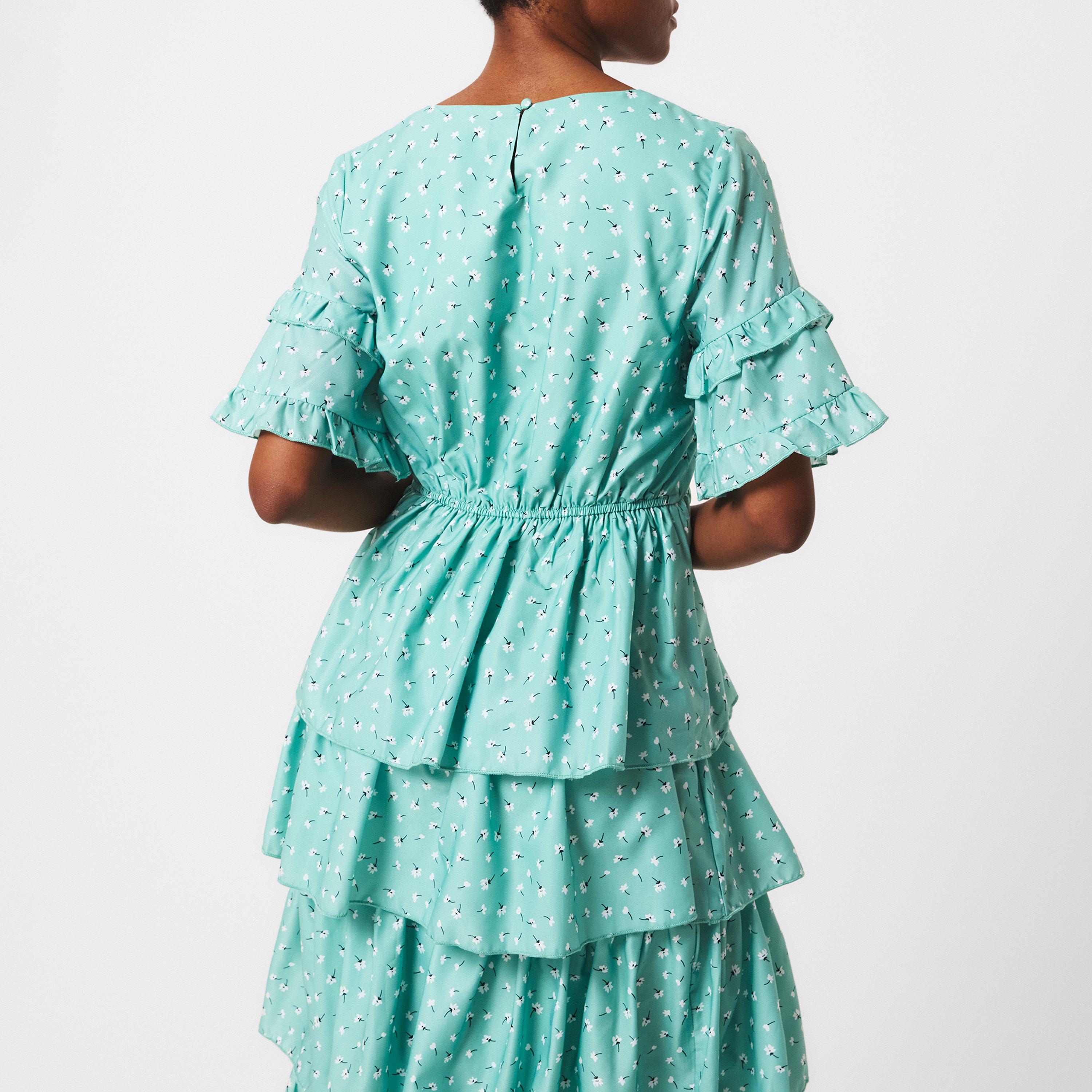 In The Style Floral Split Frill Midi Dress