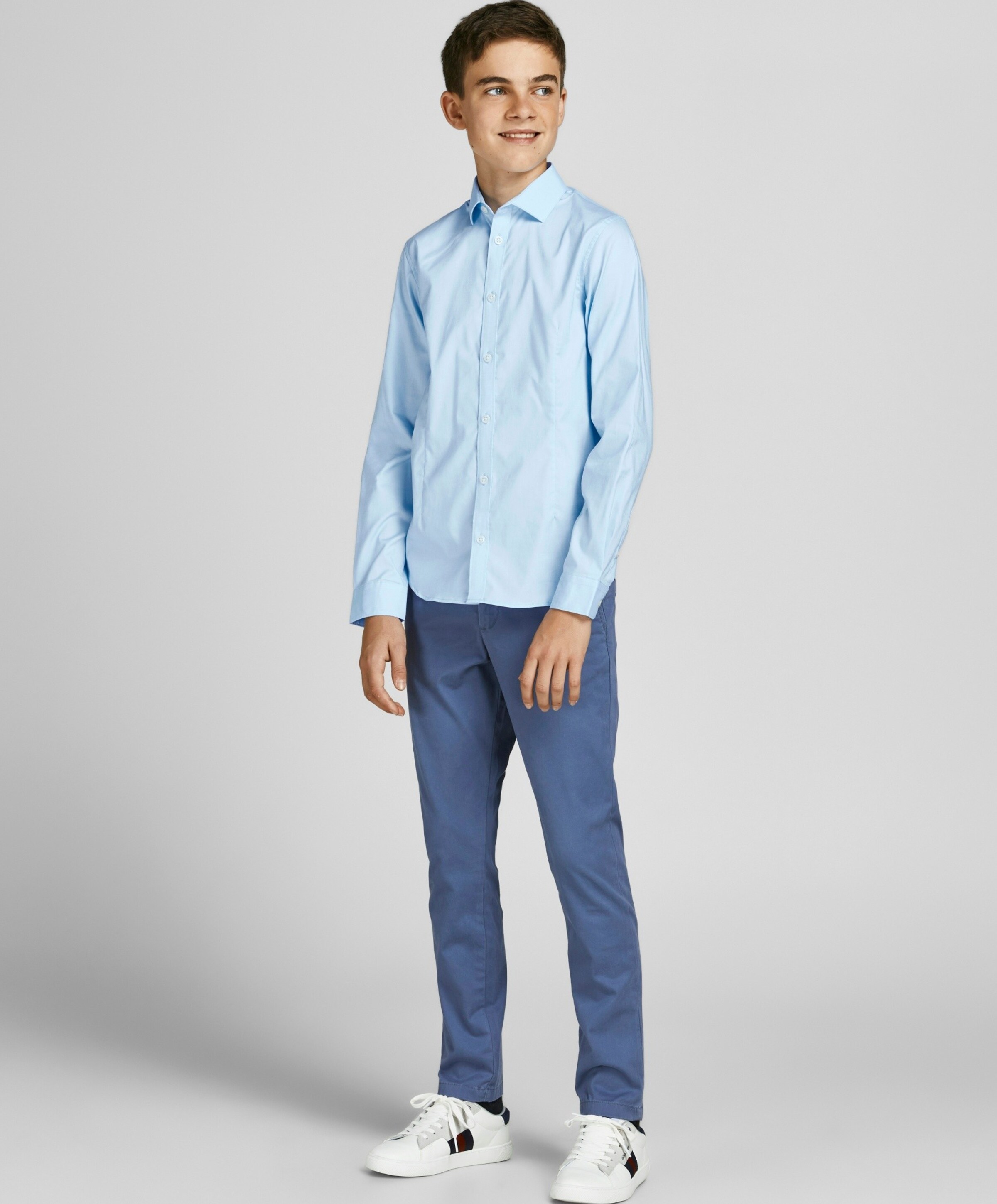 Jack & Jones Jongens overhemd lange mouw blauw