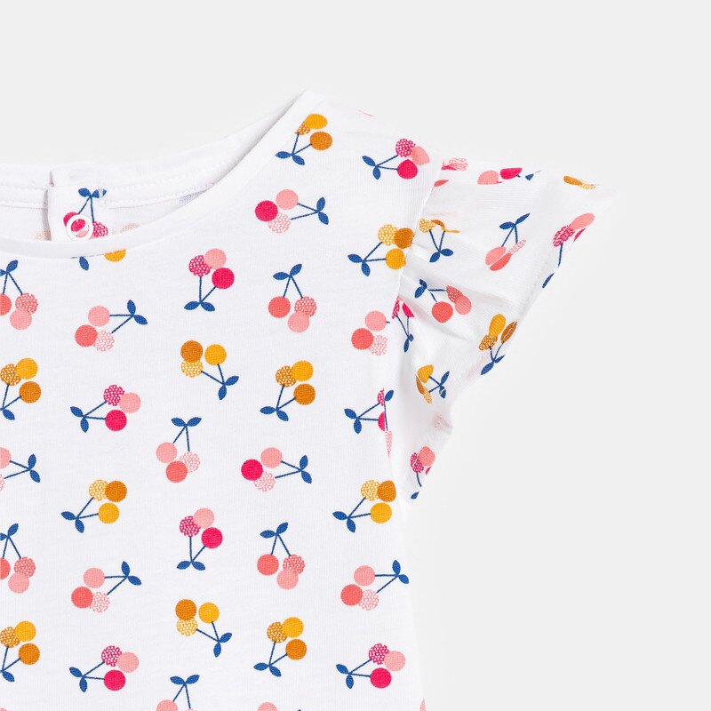 T-shirt fleuri blanc bébé fille Gris ou noir