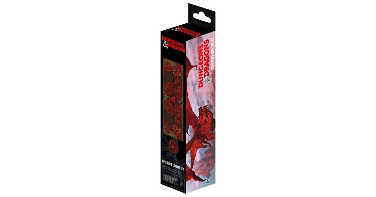 Dungeons and Dragons: Desk Mat & Coaster Set gaming muismat  (Donkerrood/zwart)