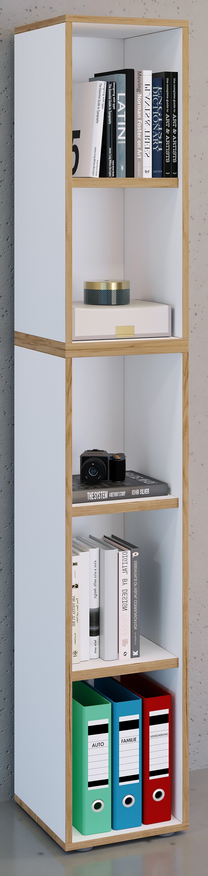 VCM Holz Büro Stand Regal Bücher Ordner Aktenregal Ordnerregal Bücherregal Salia 5-fach Breite 30 cm