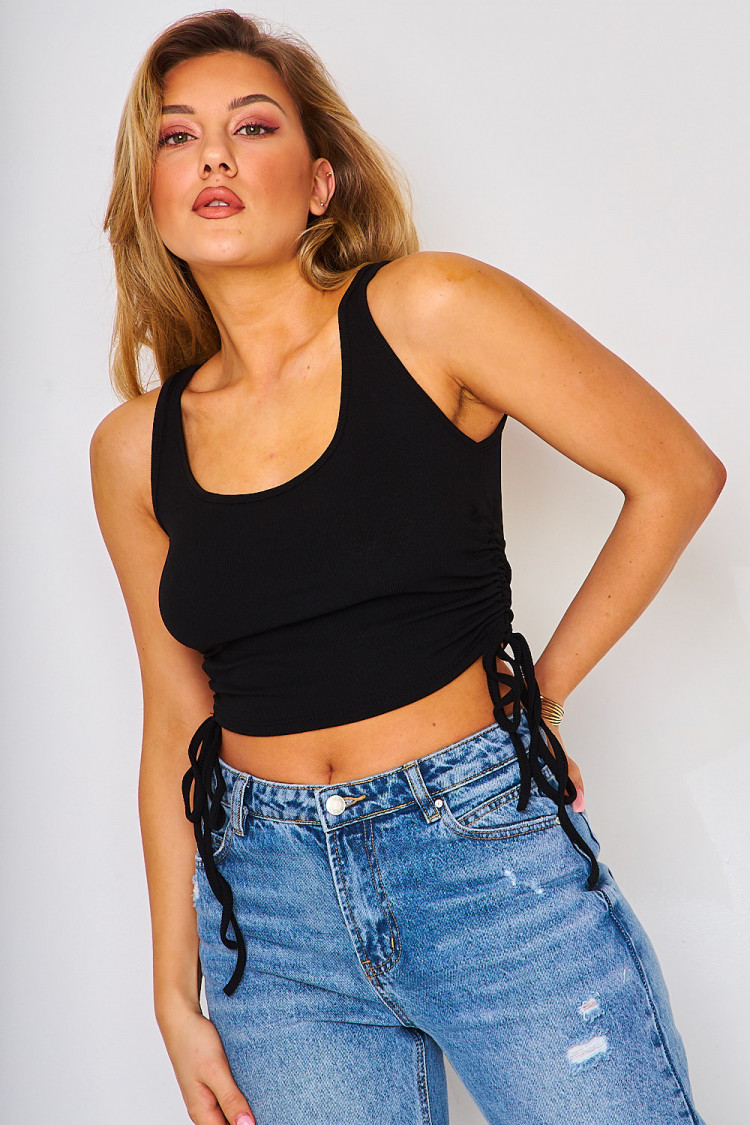 Crop top à fronces sur les côtés