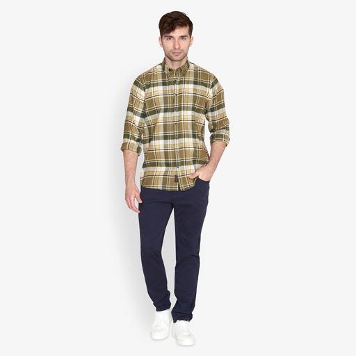 Signal Sander Stripe Flannel Skjorte, Green Aleo, L