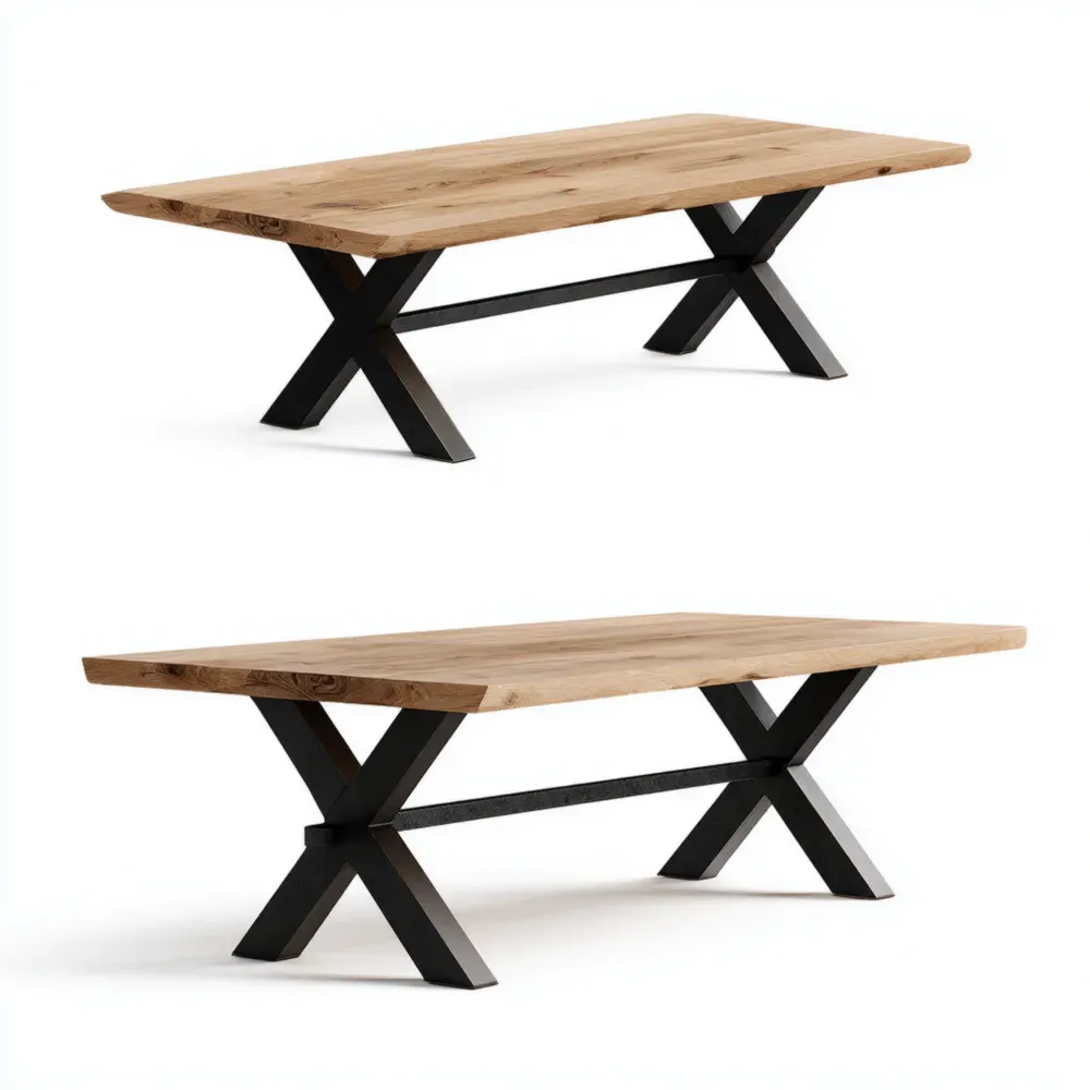 Esstisch Massivholz Eiche mit Stahlbeinen 200x100x75 cm Natur/Schwarz