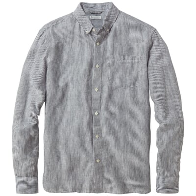 Herren-Leinenshirt gestreift, Blautöne