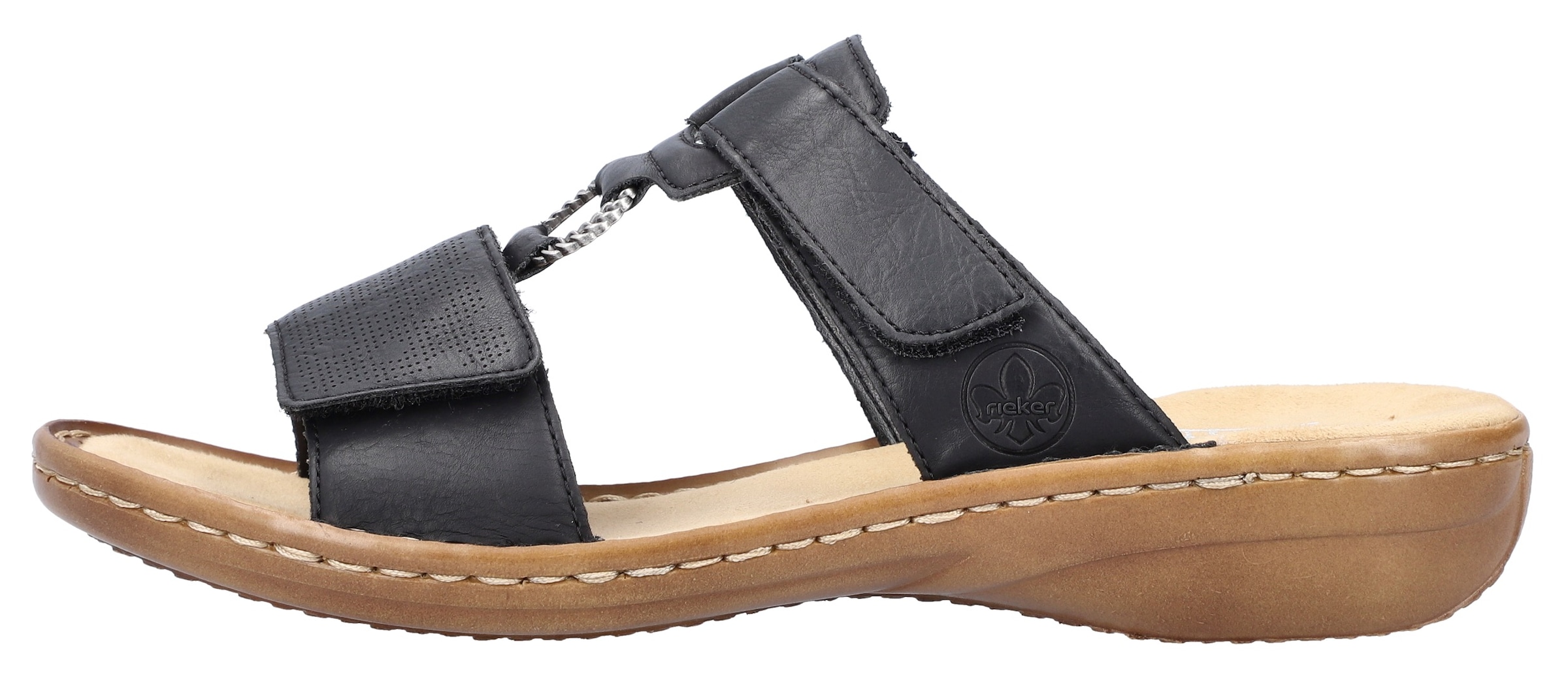 Rieker Pantolette  , Keilabsatz, Sommerschuh, Schlappen mit Schmuckring
