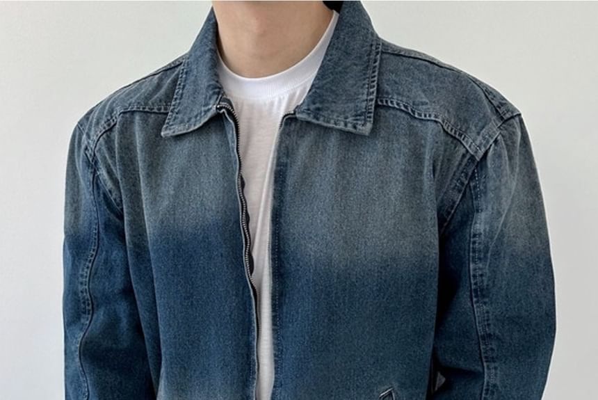SeoulPop - Denimjack met rits en kleurverloop