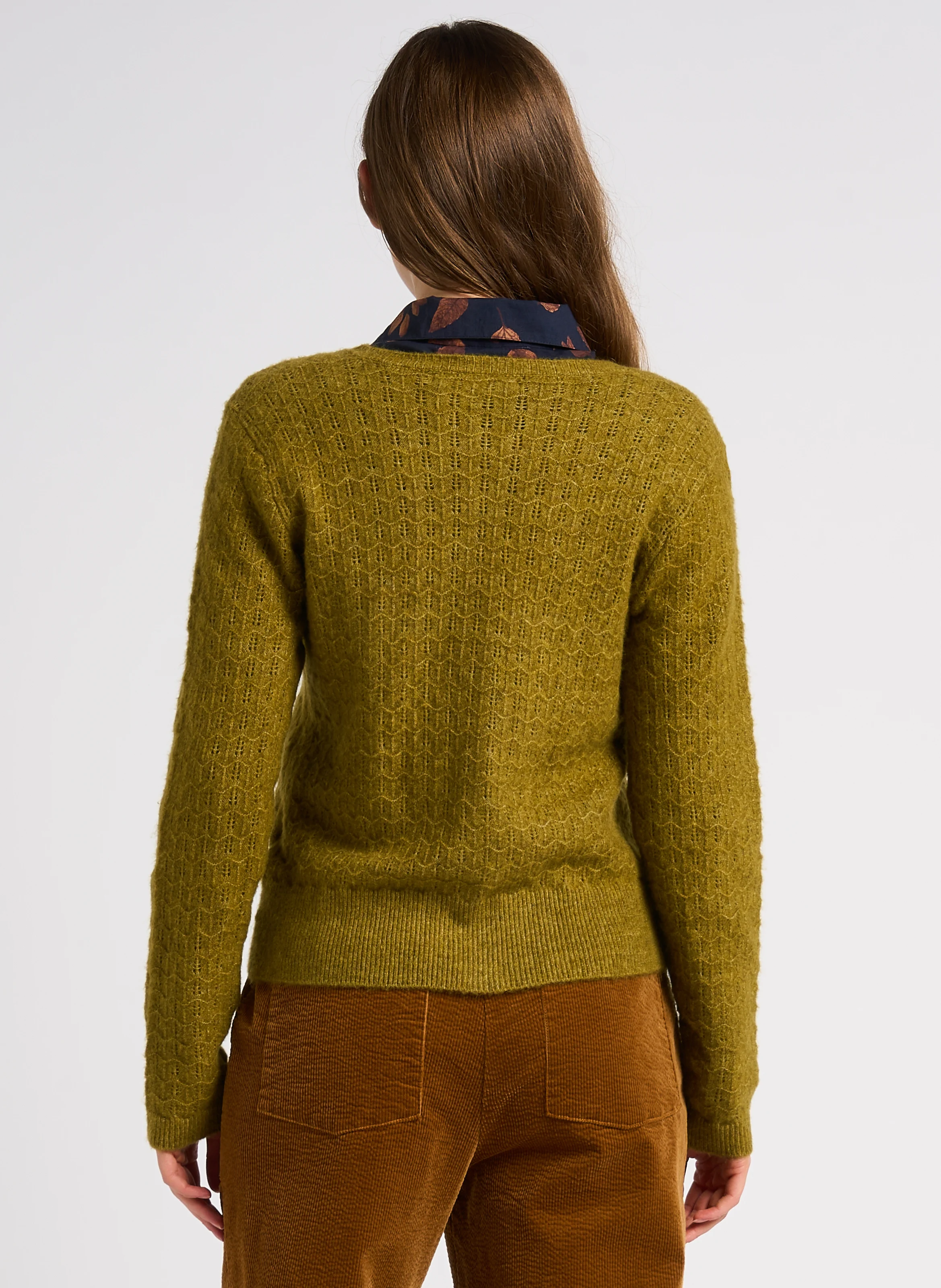 Gilet droit à col rond | Vert