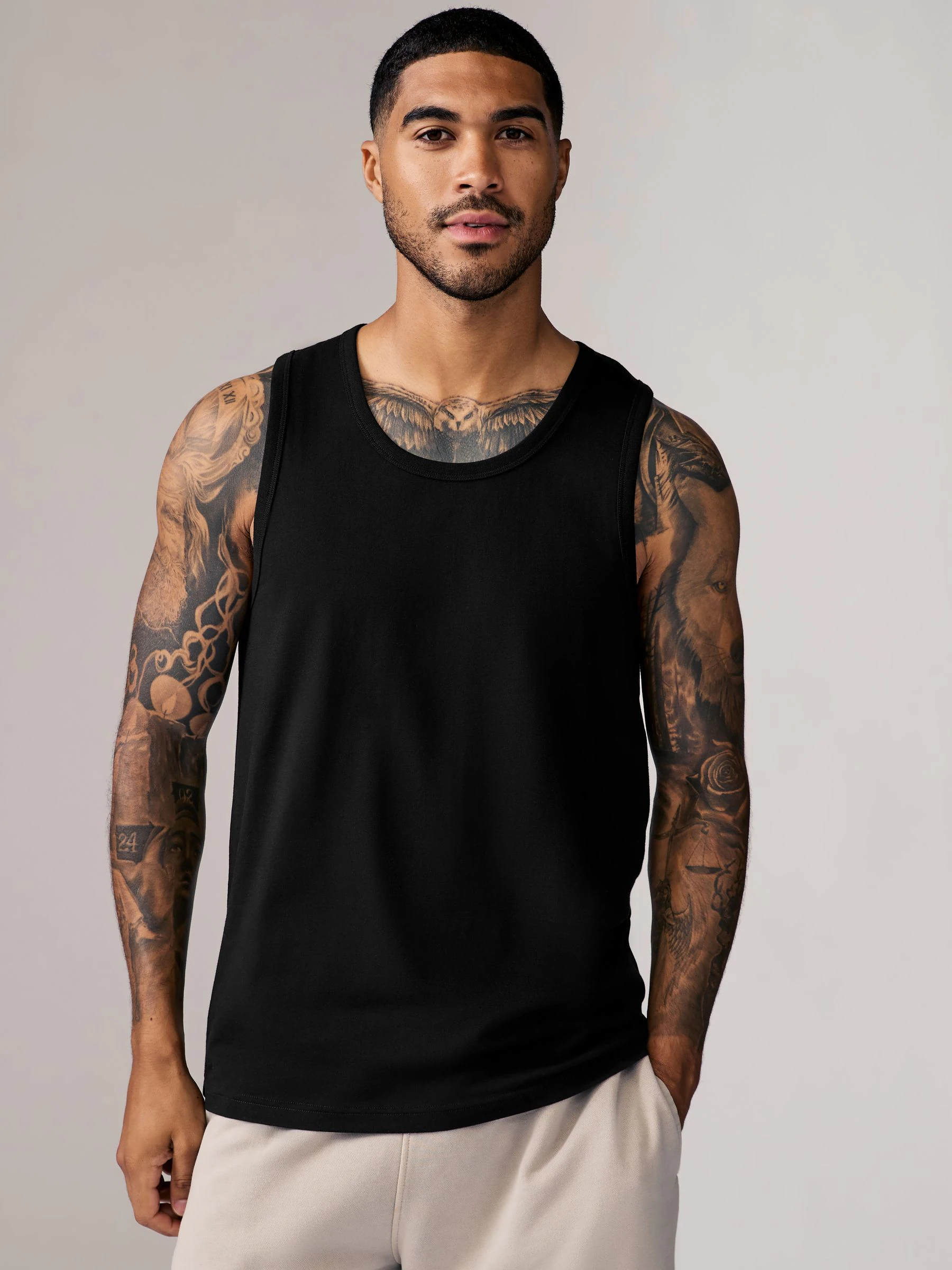 Zwart - 100% Cotton Vests 4 Pack