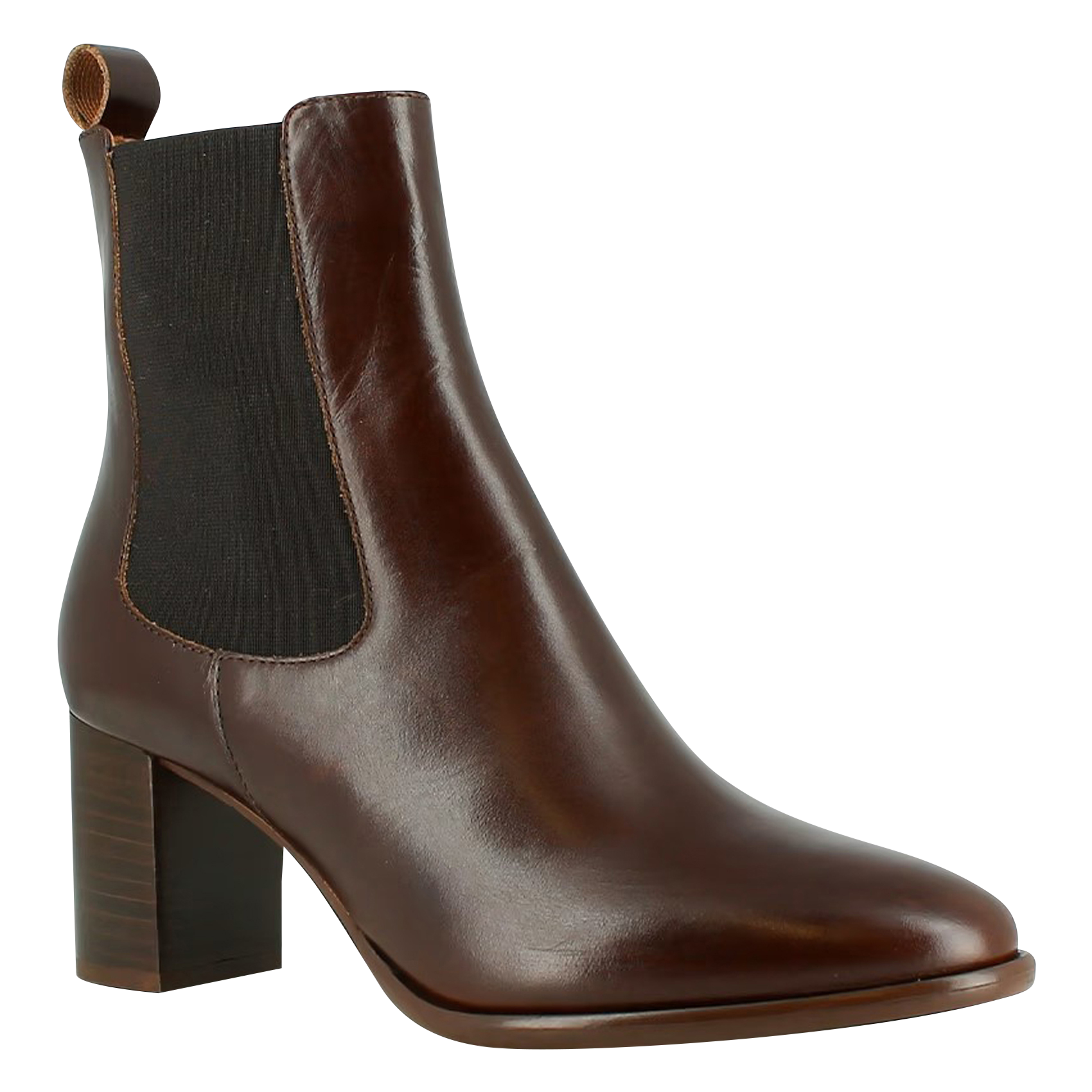DEVIN - Bottines à talons et élastiques en cuir souple | Marron