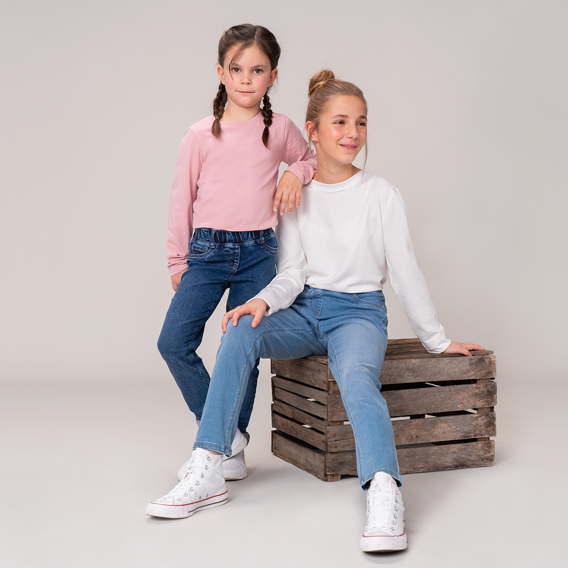 Yigga Mädchen Jeggings mit Elastikbund hellblau