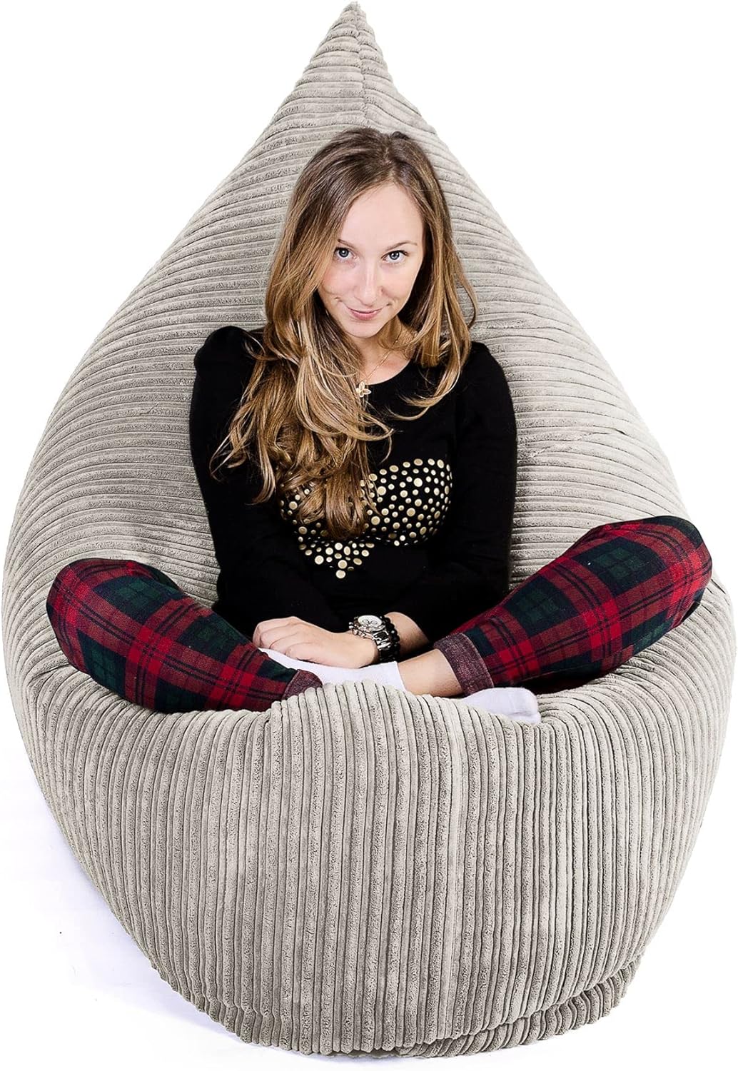 Lounge Pug, Riesen Sitzsack XXL, Sitzkissen, Cord Nerzfarben