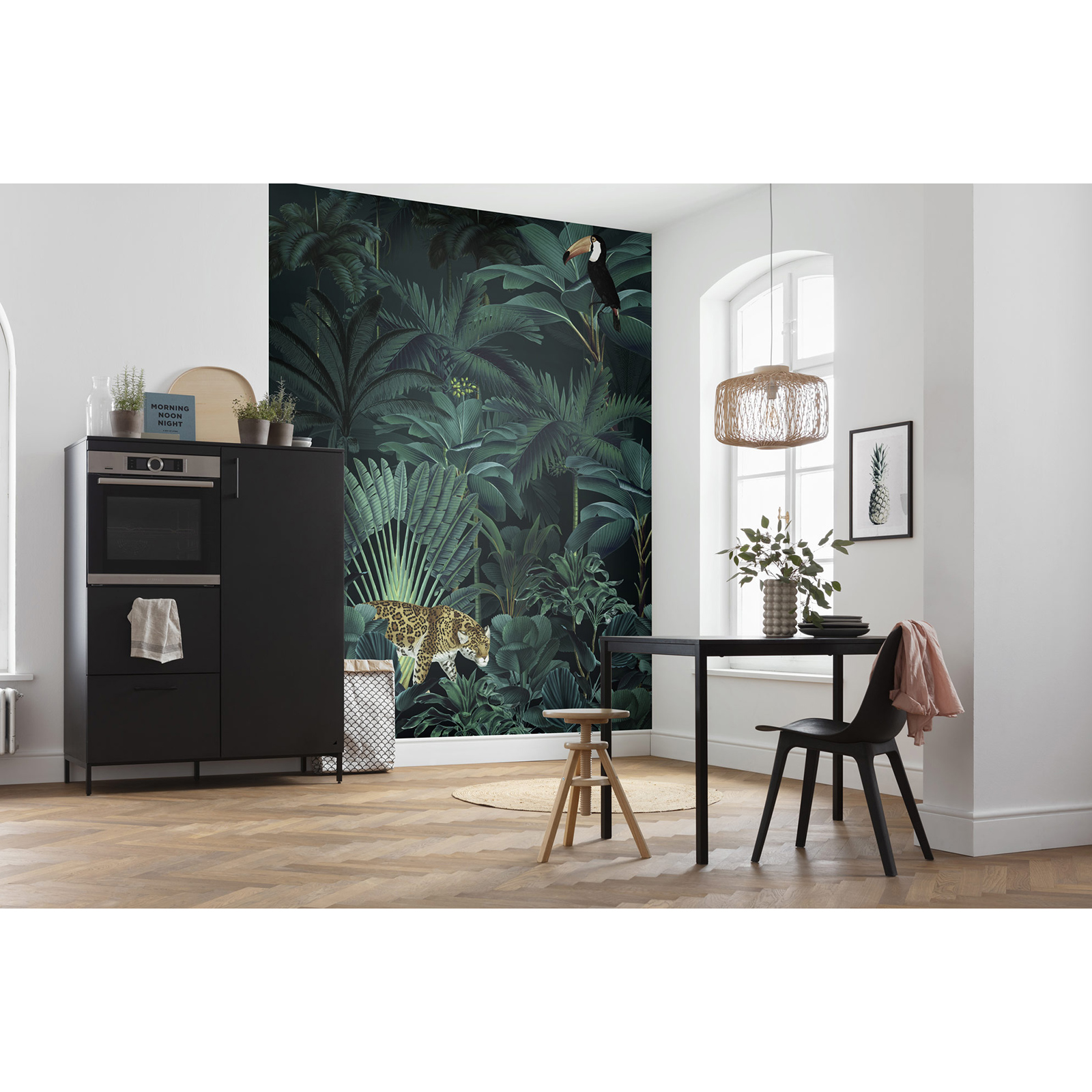 Vlies-Fototapete JUNGLE NIGHT - grün-schwarz - 200x250 cm