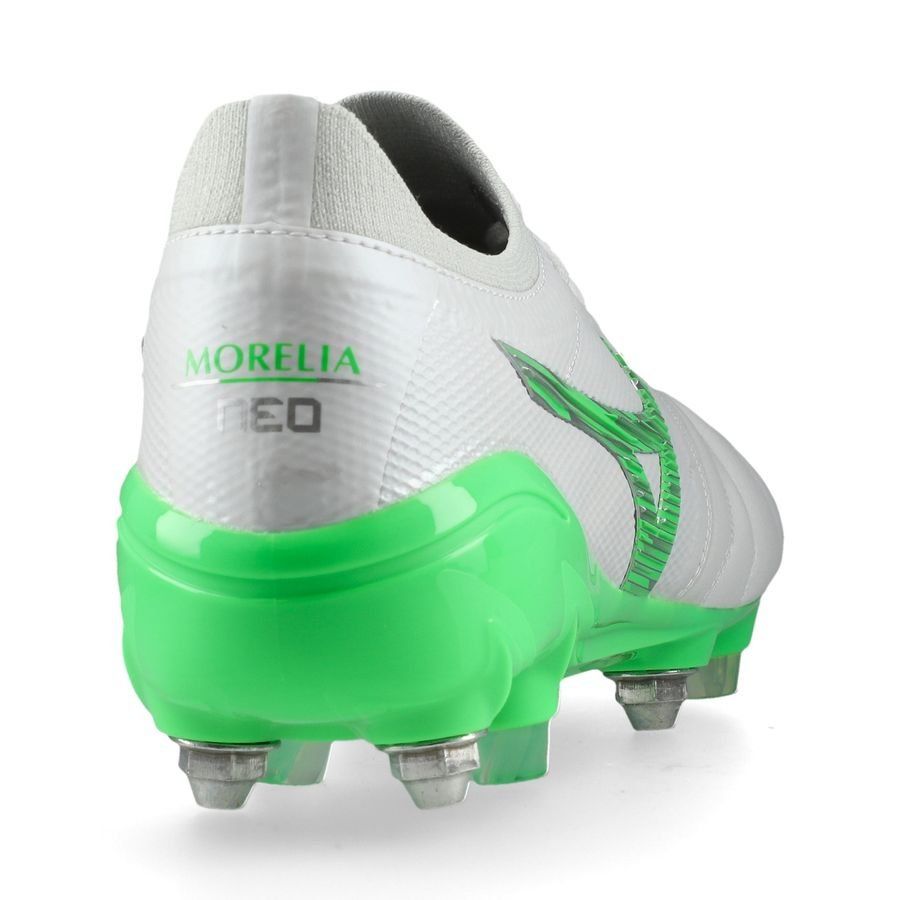 Mizuno Morelia Neo IV Beta Made in Japan SG Frontier - Blanc/Vert Néon/Cool Gray