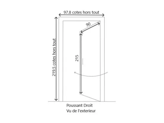 Porte D'Entrée Bois Pleine, Garnier, H,215Xl,90 P, Droit Cote Tableau