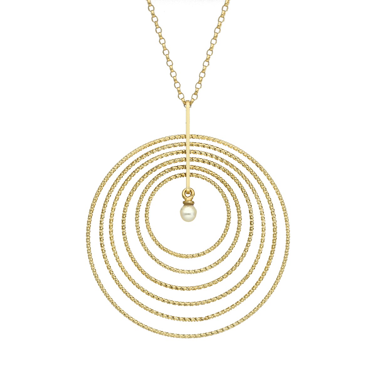 Collier En Argent Doré Multi Rond Avec Perle Naturelle45 mmcm