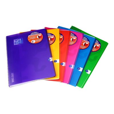 Oxford Openflex - Cahier polypro à spirale A4 (21x29,7 cm) - 100 pages - grands carreaux (Seyes) - disponible dans différentes couleurs