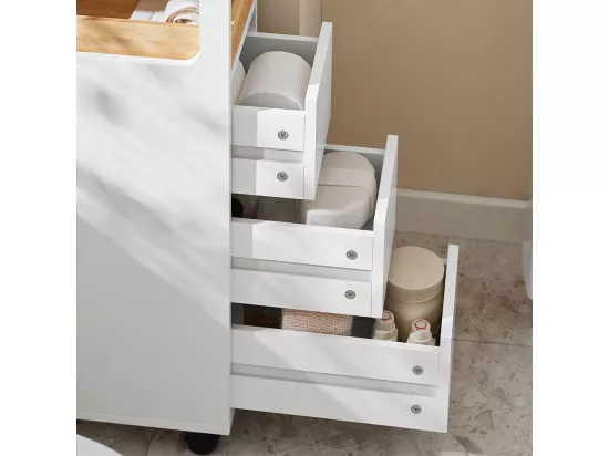 Meuble de Rangement Étroit sur roulettes Rangement Polyvalente avec 1 Plateau Amovible, BZR54-W