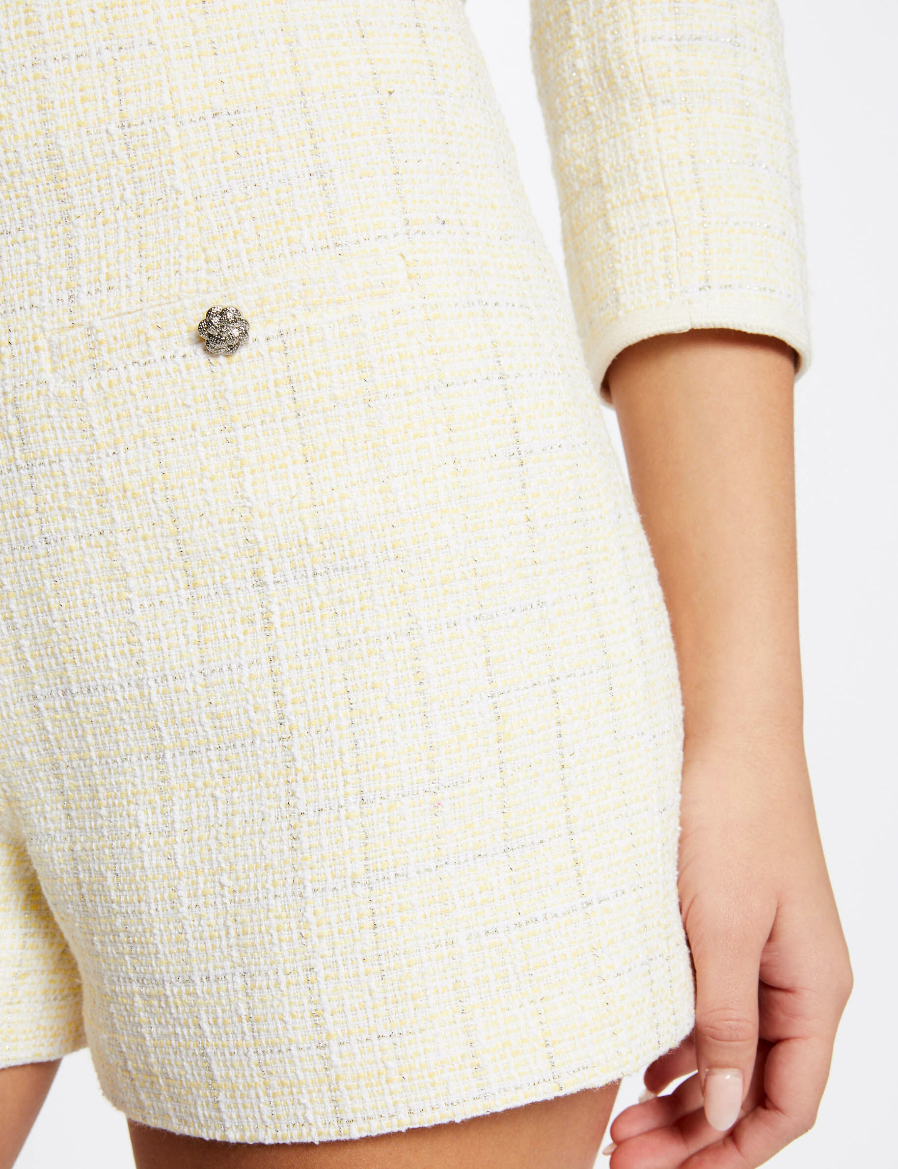Short droit taille haute jaune femme - jaune