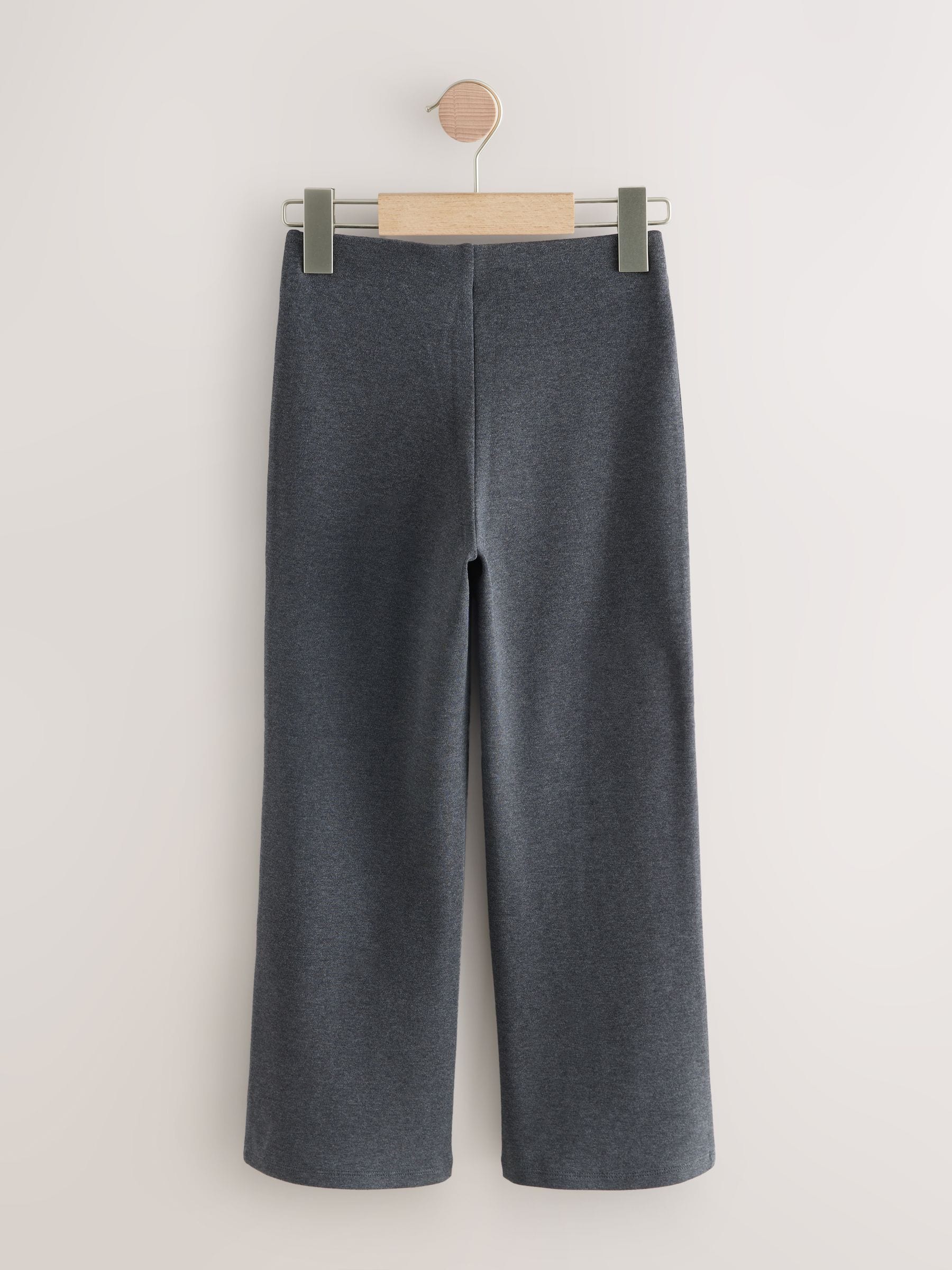 Antraciet - Schoolbroek met hoog aandeel katoen, stretchy, bootcut en elastische tailleband (3 - 16 jr)