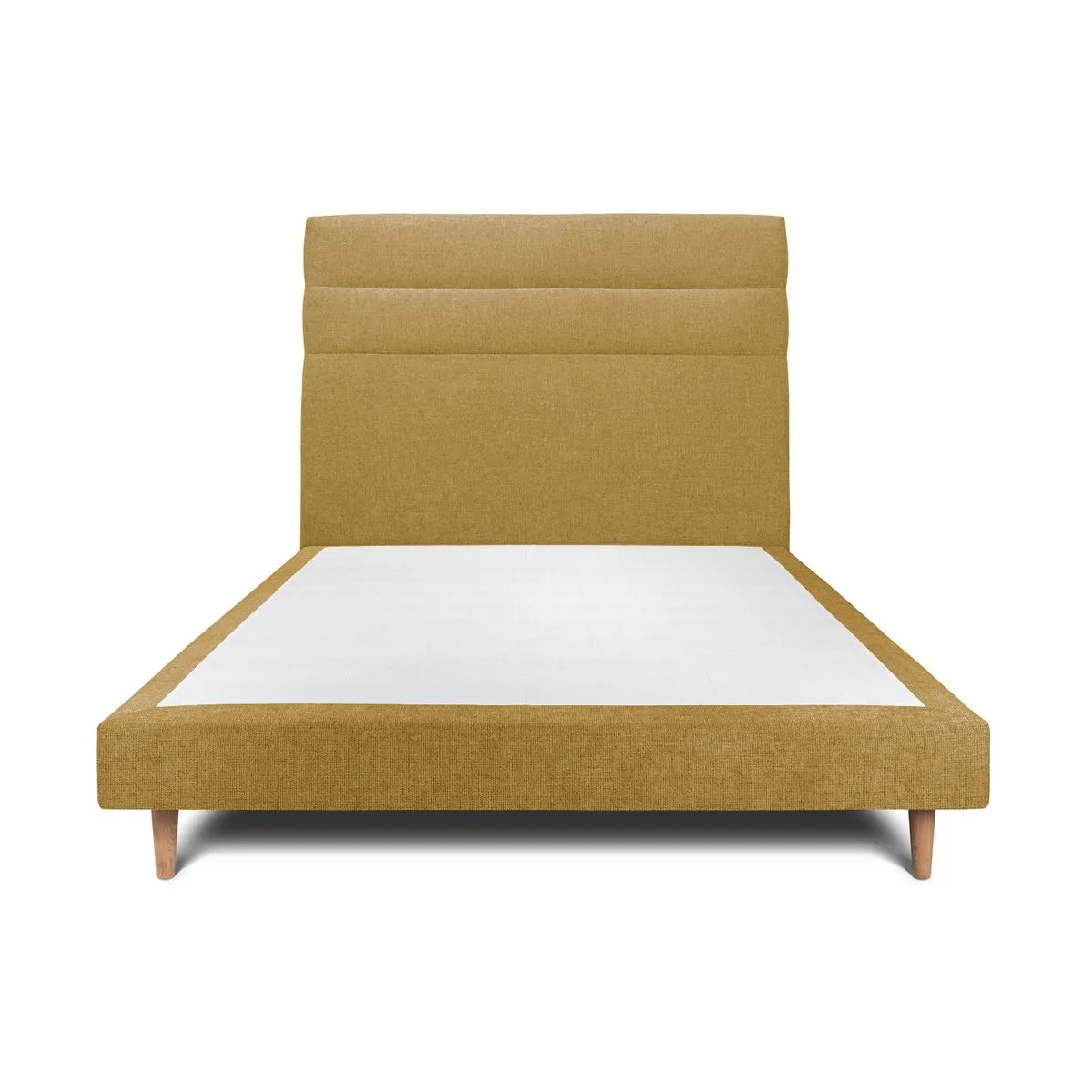 Sommeil de plomb Lit 160x200cm - Tête de lit lignes et sommier tapissier - Jaune