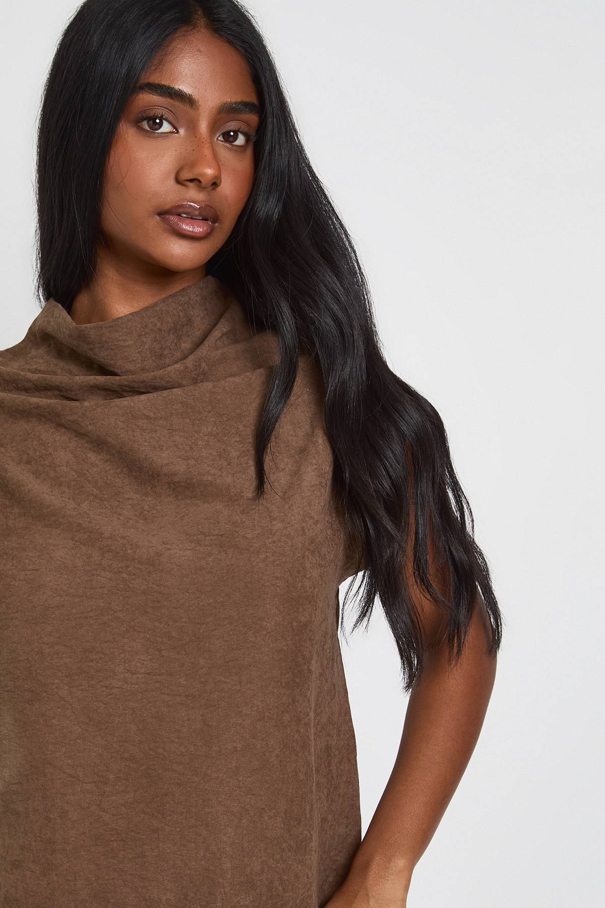 boohoo Ensemble Coordonné Jambes Larges Drapé Col Bénitier Effet Pêche