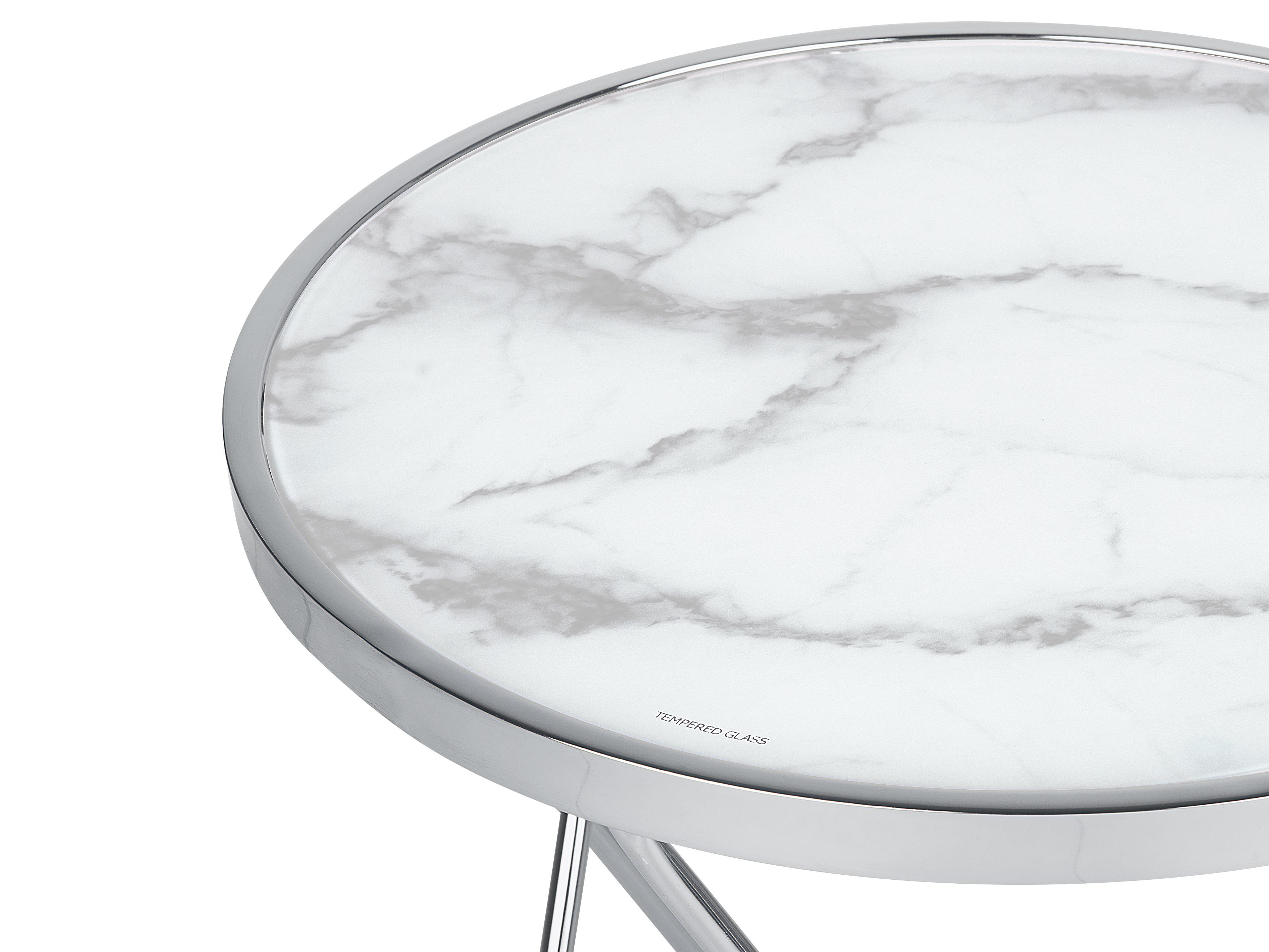 Bijzettafel MERIDIAN Veiligheidsglas Marmer/zilver