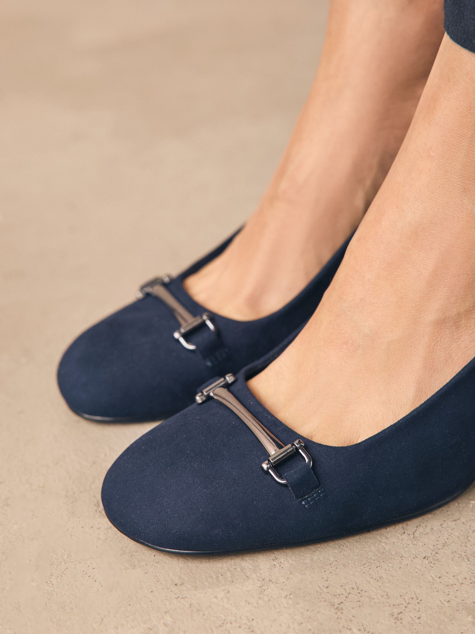 Marineblauw - Hardware Slingback Block Heels