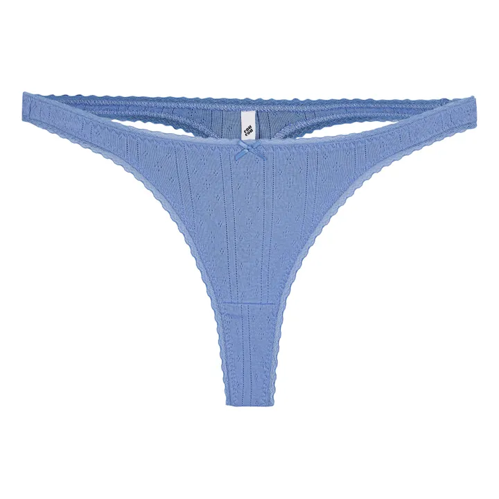 Cou Cou Intimates String Pointelle Coton Bio | Bleu gris