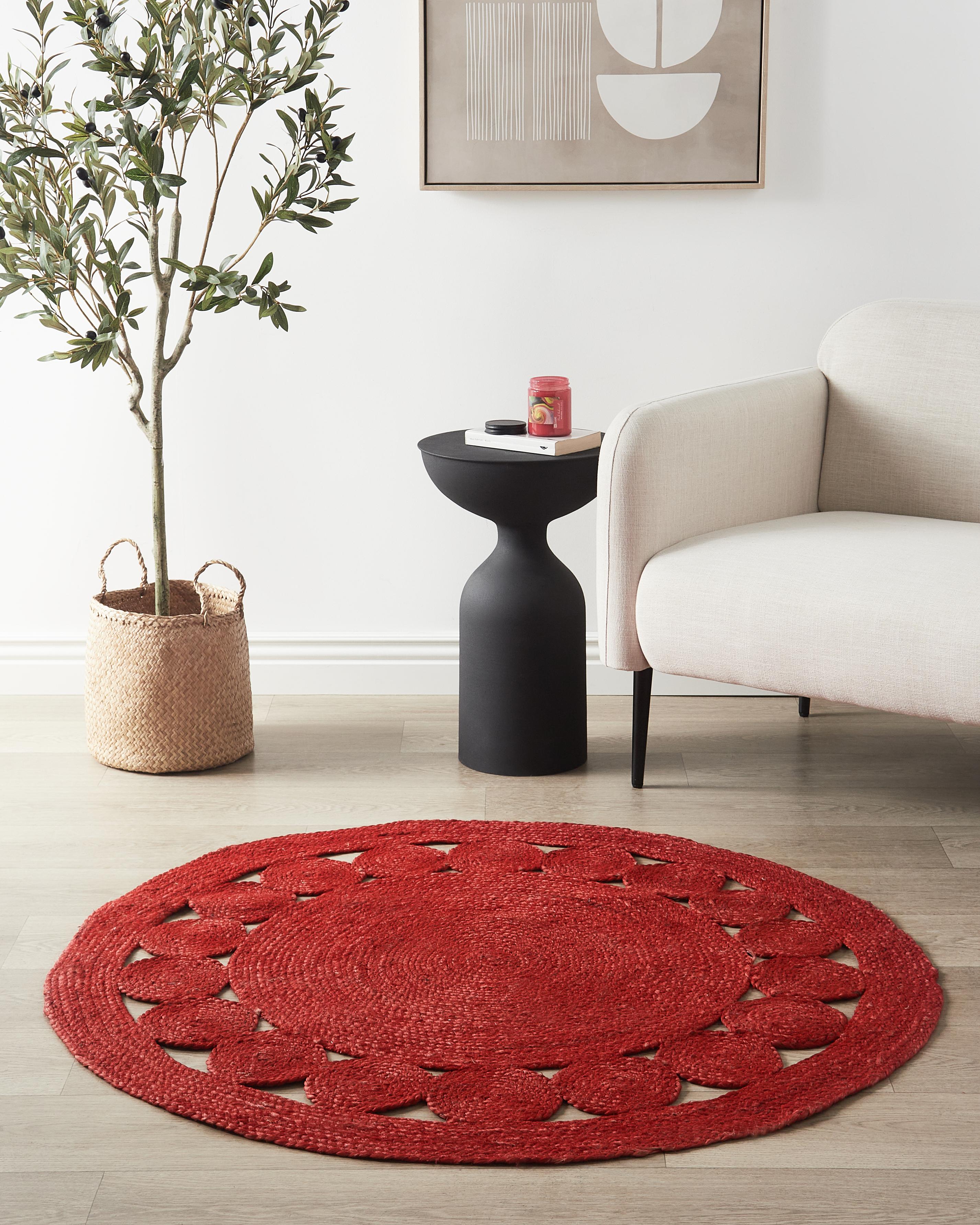 Vloerkleed KOYUNLU Rood ø 120 cm Jute