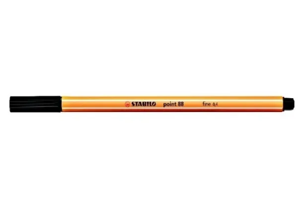 Fineliner Stabilo Point 88 sort 0,4 mm - (10 stk.)