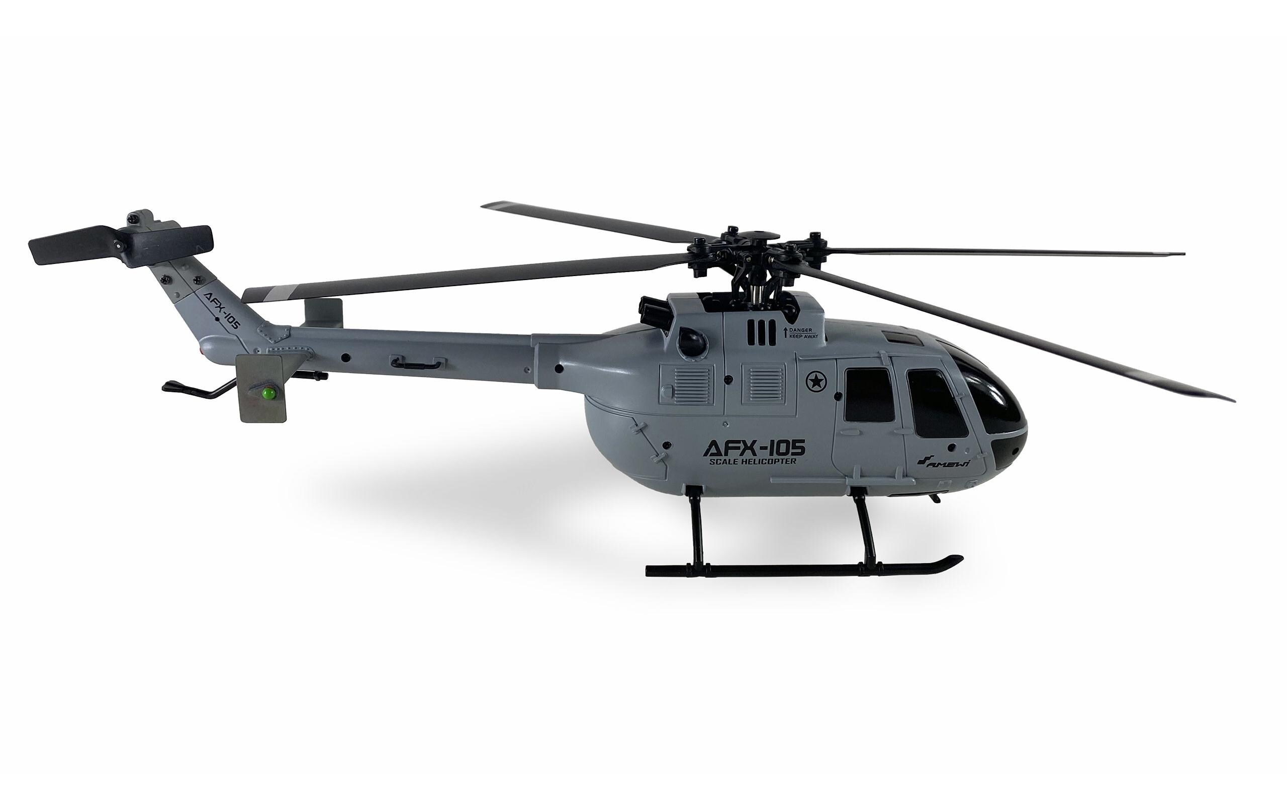 Helikopter AFX-105 Grau, 4-Kanal RTFBo 105 Single-Rotor Heli für Einsteiger