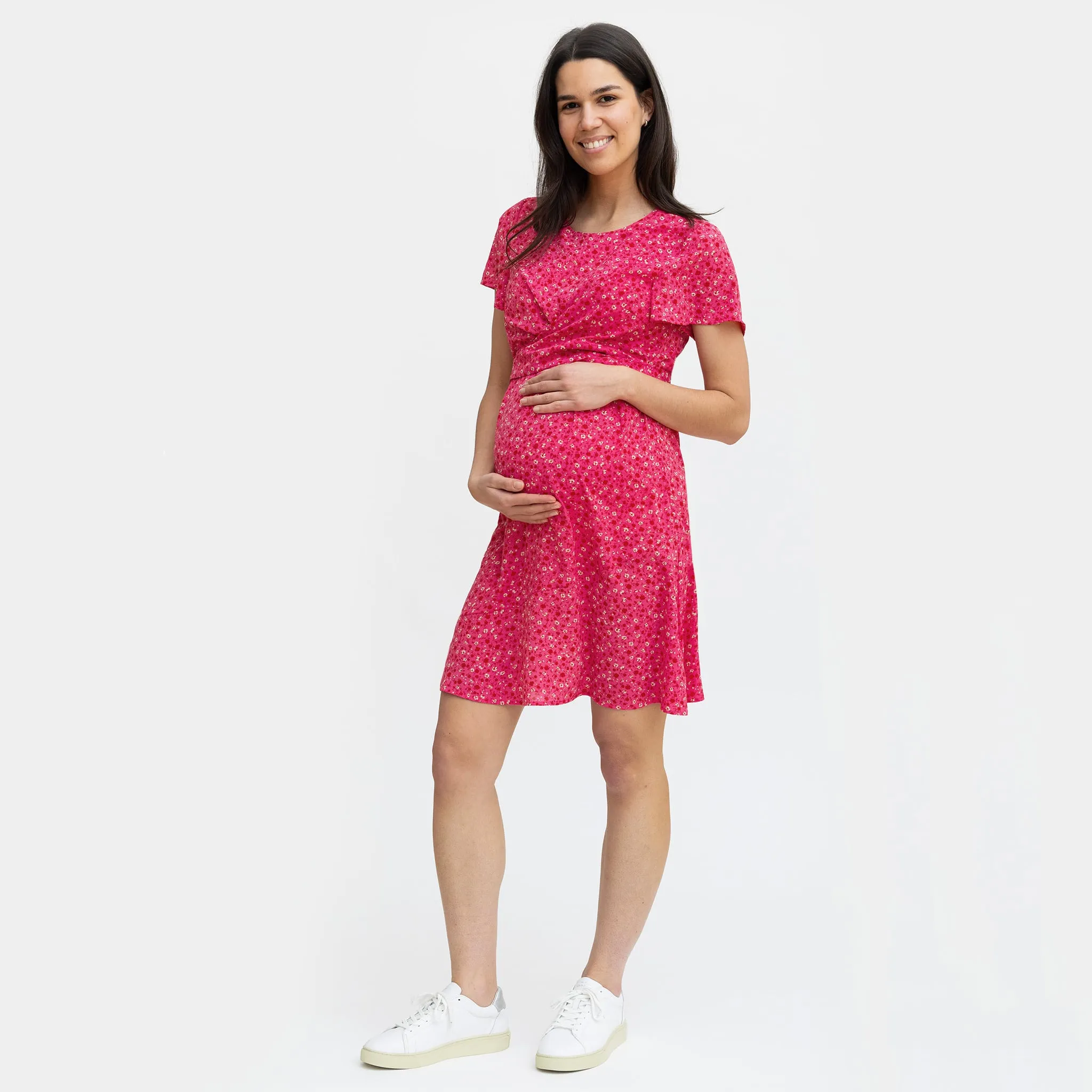Bella Maternité Robe Fleurs Fuchsia